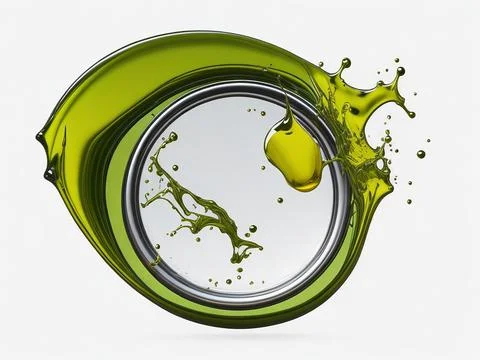 Splash of olive or engine oil arranged in a circle isolated on transparent .. Photos