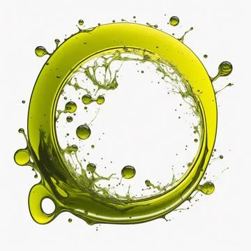 Splash of olive or engine oil arranged in a circle isolated on transparent .. Stock Photos