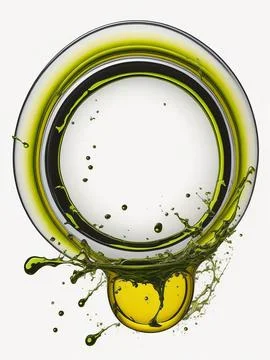Splash of olive or engine oil arranged in a circle isolated on transparent .. Stock Photos