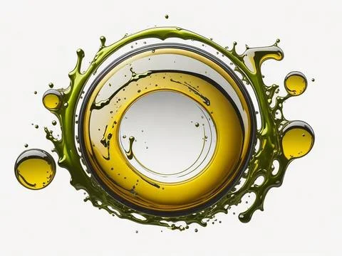 Splash of olive or engine oil arranged in a circle isolated on transparent .. Stock Photos