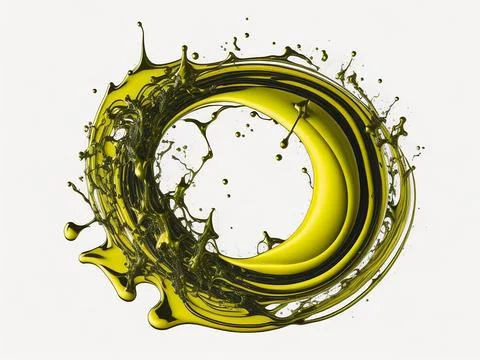 Splash of olive or engine oil arranged in a circle isolated on transparent .. Stock Photos