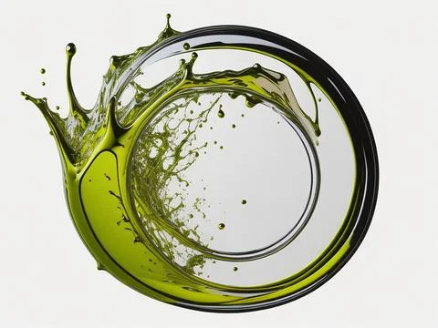 Splash of olive or engine oil arranged in a circle isolated on transparent .. Stock Photos