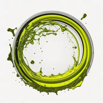 Splash of olive or engine oil arranged in a circle isolated on transparent .. Stock Photos