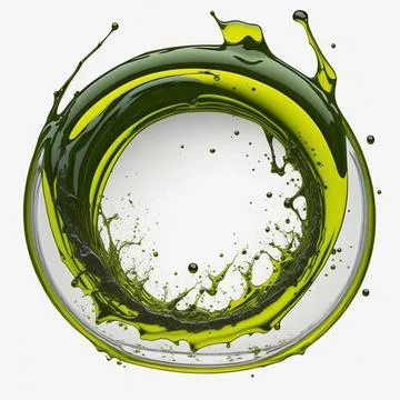 Splash of olive or engine oil arranged in a circle isolated on transparent .. Foto stock