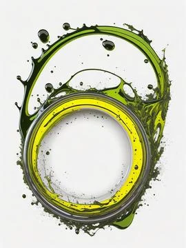 Splash of olive or engine oil arranged in a circle isolated on transparent .. Stock Photos