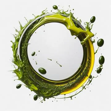 Splash of olive or engine oil arranged in a circle isolated on transparent .. Stock Photos