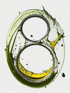 Splash of olive or engine oil arranged in a circle isolated on transparent .. Stock Photos
