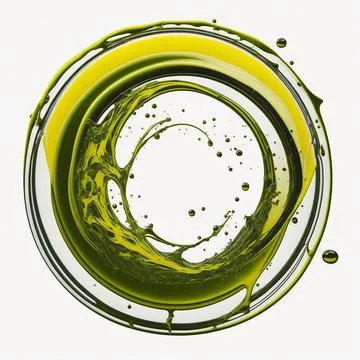 Splash of olive or engine oil arranged in a circle isolated on transparent .. Stock Photos