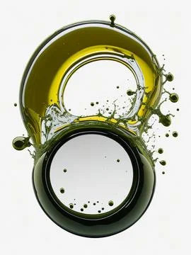 Splash of olive or engine oil arranged in a circle isolated on transparent .. Stock Photos