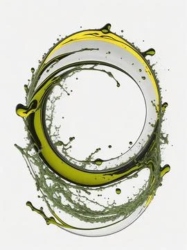 Splash of olive or engine oil arranged in a circle isolated on transparent .. Stock Photos