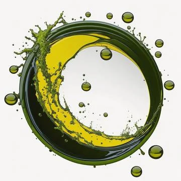 Splash of olive or engine oil arranged in a circle isolated on transparent .. Stock Photos