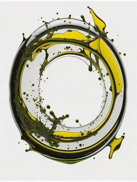Splash of olive or engine oil arranged in a circle isolated on transparent .. Stock Photos