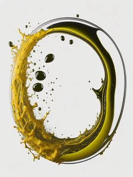 Splash of olive or engine oil arranged in a circle isolated on transparent .. Stock Photos