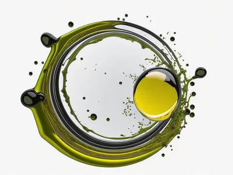 Splash of olive or engine oil arranged in a circle isolated on transparent .. Stock Photos