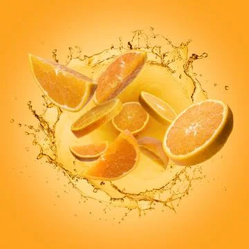 Splash orange juice Stock Photos