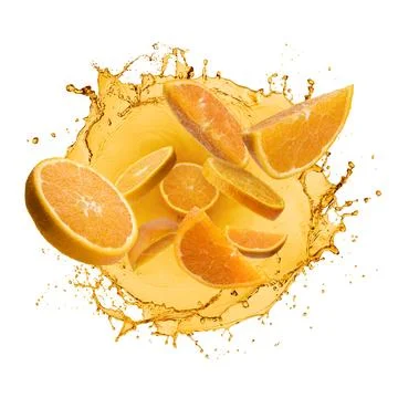 Splash orange juice Stock Photos