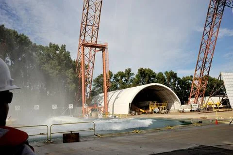 SPLASH P1 Test 7 Swing Test: Documentation of preparation, set up and resu... Stock Photos
