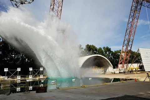 SPLASH P1 Test 7 Swing Test: Documentation of preparation, set up and resu... Stock Photos