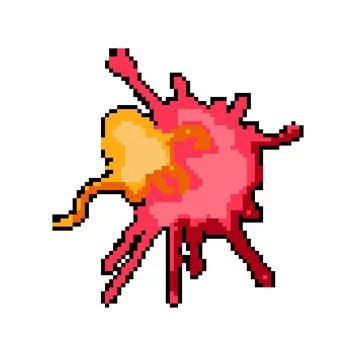 Splash paint splatters pixel art vector illustration Ilustração Stock