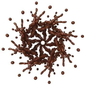 Splash pattern: liquid chocolate with droplets isolated Stock Illustration