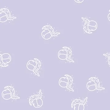 Splash peach fruit line seamless pattern Stock Illustration