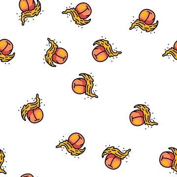 Splash peach fruit vector seamless pattern Stock Illustration