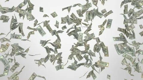 Splash of a pile of money isolated with alpha Stock Footage 177420931