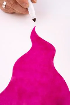 Splash of pink on white created by the hand Illustration