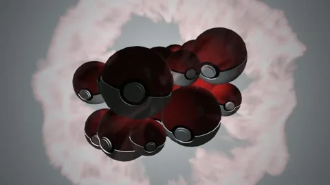 Splash of pokeball. 3D animation. Objects spinning. Stock Footage 152868258