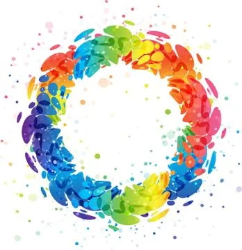 Splash rainbow circle on white background Stock Illustration
