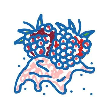 Splash raspberry fruit berry icon doodle illustration イラスト素材