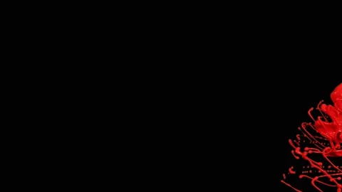 Splash of red and orange paint liquid in slow motion isolated on black (4K) Stock Footage 137111673