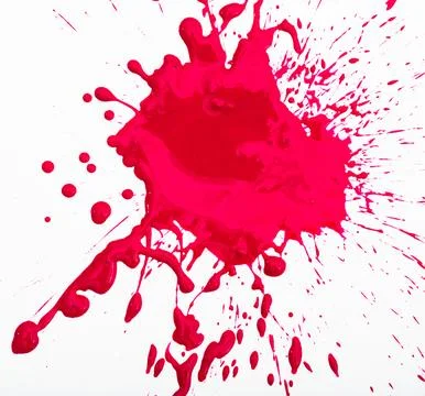 Splash of red paint on white surface Stock Photos