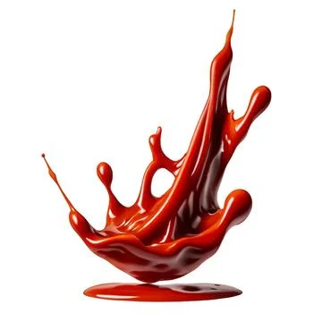 A splash of red thick liquid. 3d illustration, 3d rendering. png image. Red Stock Illustration