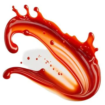 A splash of red thick liquid. 3d illustration, 3d rendering. png image. Red Stock Illustration