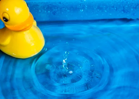 Splash rubber duck Stock Photos