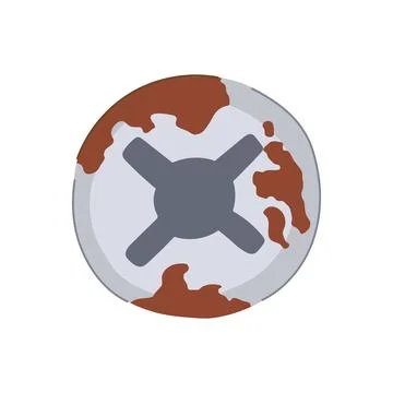 Splash rusty screw head cartoon vector illustration Stock Illustration