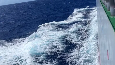 The splash of the sea wave on the side of the ship. Stock Footage 255111812