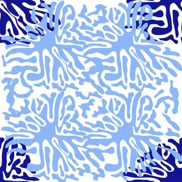 Splash seamless pattern, tiles in blue, indigo イラスト素材