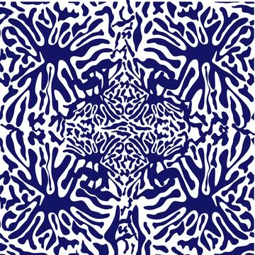 Splash seamless pattern, tiles in blue, indigo Stock Illustration