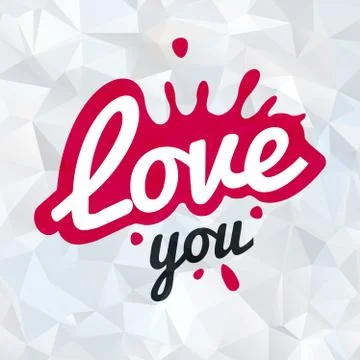 Splash shape symbol logo concept. love you lettering in ink drop vector design Stock Illustration