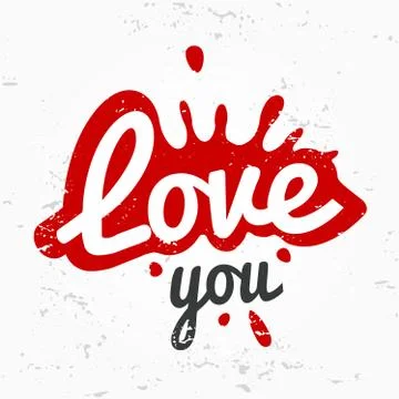 Splash shape symbol logo concept. love you lettering in ink drop vector design Stock Illustration