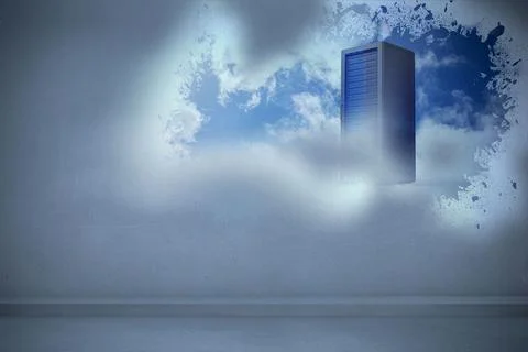 Splash showing server tower Illustrazione stock