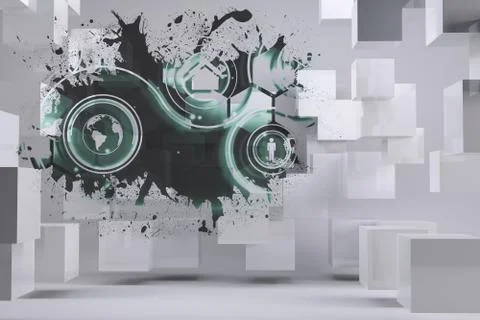 Splash showing technology interface Illustrazione stock