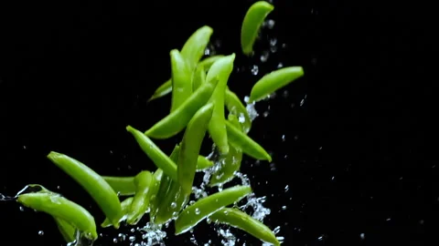 Splash up sugarsnaps 2 Stock Footage 169224984