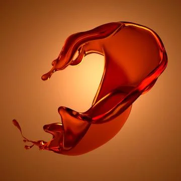 A splash of tea. 3d illustration, 3d rendering. Illustrazione stock