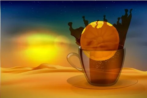 Splash of tea with lemon Stock Illustration