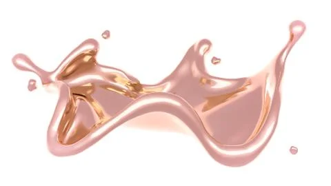 A splash of thick, golden liquid. 3d illustration, 3d rendering. Stock Illustration