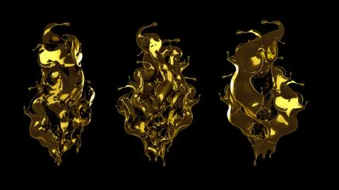 A splash of thick, golden liquid. 3d illustration, 3d rendering. Stock Illustration