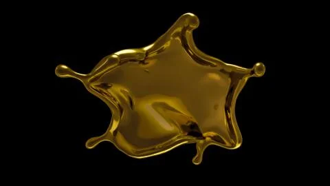 A splash of thick, golden liquid. 3d illustration, 3d rendering. Stock Illustration